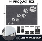 Timo Indoor Door Mat, 24"x36" Super Absorbent Dog Mats for Muddy Paws, Low-Profile Washable Entryway Rug, Rubber Backing Non Slip Front Door Mats, Resist Dirt Inside Entrance Doormat for Shoes, Grey