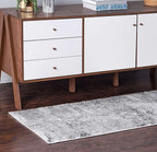 Rugs.com Leipzig Collection Runner Rug – 6 Ft Runner Grey Low-Pile Rug Perfect for Hallways, Entryways