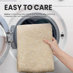 EARTHALL Washable Runner Rug 2x5 Ft Non Slip Runners for Hallways Cotton Rubber Backed Kitchen Runner Braided Indoor Floor Carpet Runners for Entryway, Hallway, Kitchen, Bedroom, Golden Beige/White