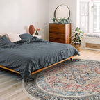 RUGGABLE Washable Vintage Area Rug – Kamran Cayenne Red 6 ft Round, Stain-Resistant, Non-Slip – Medium Machine Washable Rugs for Living Room, Bedroom, Hallway, Entryway & Office–with Standard Pad
