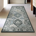 Phantoscope Washable Runner Rug 2'x6' Non-Slip, Vintage Boho Hallway Rugs for Entryway, Stair, Bedroom, Distressed Moroccan Mosaic Diamond Pattern, Low-Pile Foldable Floor Carpet, Grey Charcoal