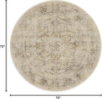RUGGABLE Washable Vintage Area Rug – Sarrah Hazel 6 ft Round, Stain-Resistant, Non-Slip – Medium Machine Washable Rugs for Living Room, Bedroom, Hallway, Entryway & Office–with Standard Pad