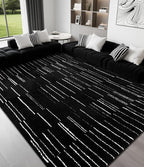 YIHOUSE 8x10 Abstract Line Area Rug, Modern Washable Stain Resistant Rugs Non Slip, Soft Indoor Large Floor Carpet for Living Room, Bedroom,Dining Room, Black and White