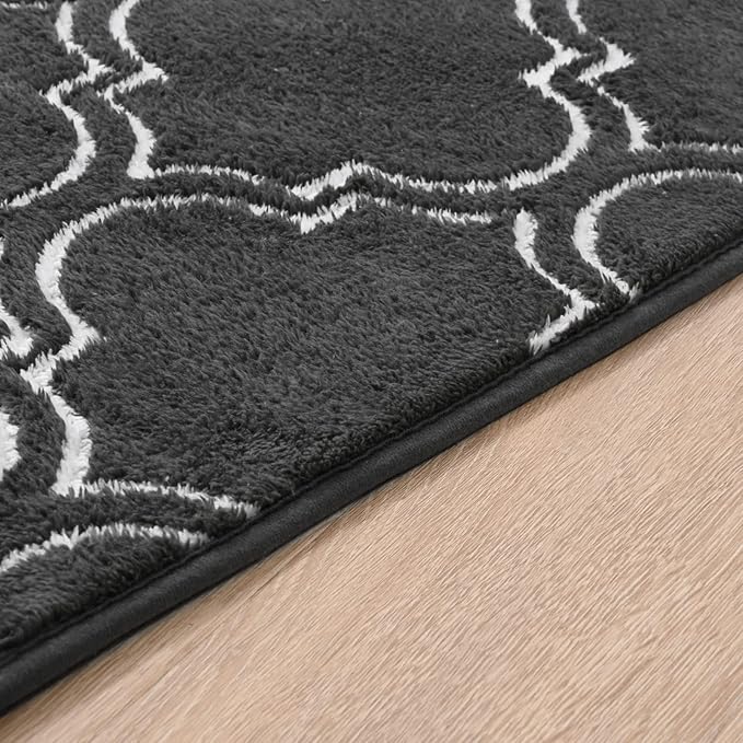 Amearea Fluffy Indoor Trellis Rug, Soft Moroccan Home Rugs for Bedroom, Shag Modern Area Rug for Living Room Kids Room Nursery, Indoor Easy Clean Low Pile Rug Carpet, Dark Grey 4x6 Feet