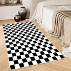Checkered Rug 3x5 Washable Bedroom Rug Modern Indoor Non-Slip Black and White Checkered Kitchen Carpet for Dining Table Dorm Decor (Black and White, 3x5ft)