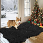 BSICPRO Dog Mat for Muddy Paws, 24x36 Low Profile Absorbent Dirt Trapper Door Mat, Non-Slip Washable Mud Mat for Dogs, Polyester Pet Rug Mat for Front Door Indoor, Patio, Entrance (Black)