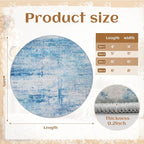 Round 5ft Area Rug Modern Abstract Washable Carpet for Living Room Entryway Dining Room Home Office - Abstract Teal Grey