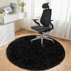 Andency Black Round Area Rug 5x5 for Bedroom, Fluffy Shag Circle Rug for Room, Faux Fur Carpet for Home Decor, Fuzzy Plush Circular Rug for Living Room, Playroom