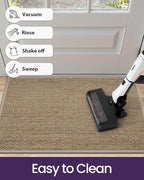 DEXI Ultra Thin Entryway Indoor Door Mat 24x36, Non Slip Rubber Backing Inside Entry Mat, Low Profile Easy Clean Dirt Trapper Doormat for Inside Entrance Patio, Beige