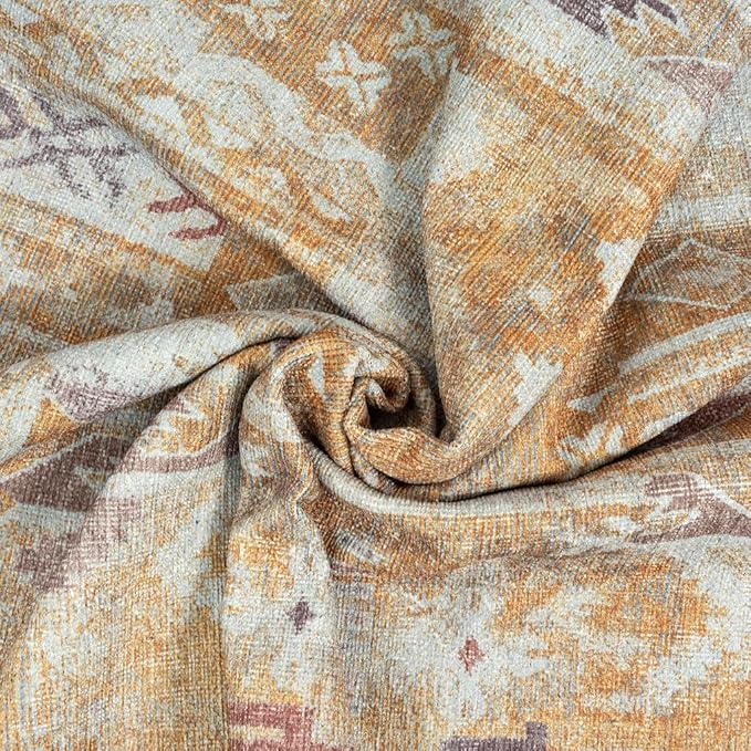 GLN Rugs Traditional Collection - Machine Washable Area Rug, Traditional Washable, Non Slip, Low Pile Chenille Rug, Living Room, Bedroom, Kitchen Rug (2' x 3' Sand/Light Gray)