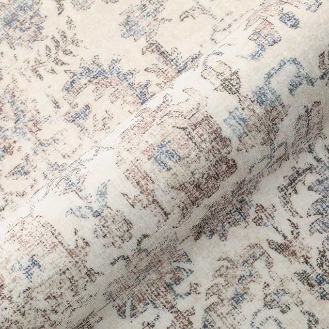 Taupe Runner Rug 3x10 Hallway Machine Washable Kitchen Vintage Distressed Non Slip Long Carpet Indoor Retro Floral Bedroom Accent Throw Rug for Bathroom Office Laundry Dining Living Room