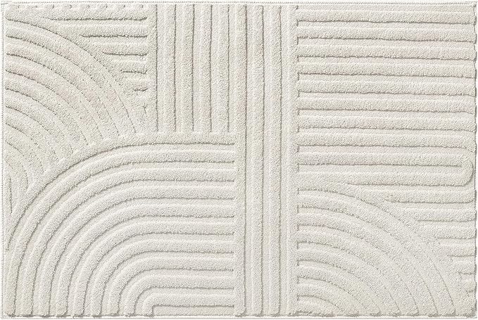 Pauwer 2x3 Washable Area Rugs for Living Room Modern Beige Solid Color Soft Fluffy Rugs for Bedroom Non Slip Boho Accent Indoor Mat Floor Carpet Cover for Kids Room Dining Room Kitchen Office, Beige