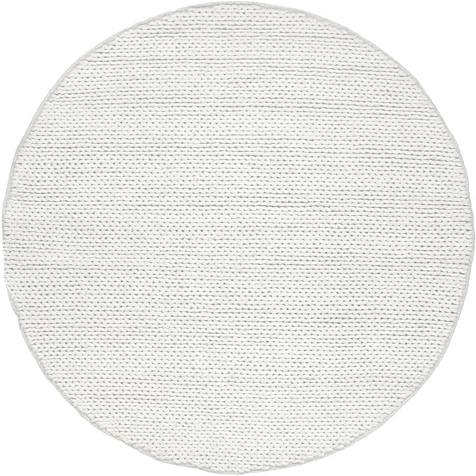 Nuloom Penelope Off-White/Ivory, 6', Hand-Braided, Wool & Cotton Round, Textured and Dense, High Traffic, Stain Resistant, Easy Clean, Durable Area Rug for Bedroom, Living Room, Dining, Entryway