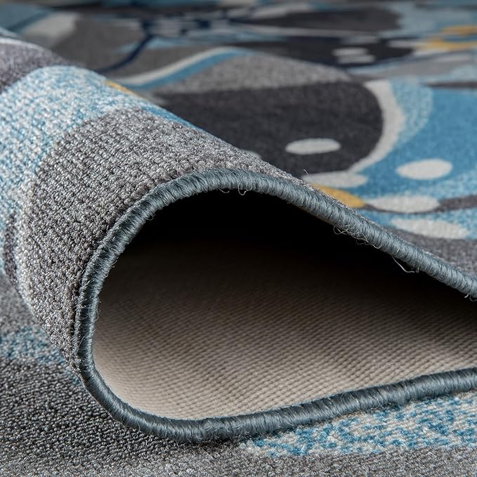 Rugshop Modern Large Floral Non-Slip (Non-Skid) Area Rug Runner 2' X 7' (22" X 84") Gray-Blue