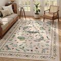 5x8 Non-Slip Insect Print Rug - Indoor Low Pile Machine Washable Bug Rug for Entryway, Front Door, Nursery, Bedroom, Kitchen, Laundry (5'x8' Beige Green)