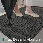 LUMI Washable Door Mat Indoor Entrance 17x30, Dirt Trapper Front Door Mats with Absorbent Interior and Non-Slip Rubber Backing, Entryway Doormat, Grey