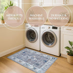 Fame Living Grey Oushak Runner Rug, Modern Runners, Vintage, Turkish, Eclectic, Floral, Pastel, Washable, Runner for Hallway, Kitchen, Bedroom, Bathroom, 2'5"x9'8"