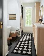 Lahome Moroccan Trellis Runner Rug - 2x8 Black Hallway Runner Rug with Rubber Backing, Checkered Kitchen Non Skid Carpet Runners Washable Indoor Mat for Camper Entryway Bathroom Hardwood Floor