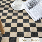 LIVEBOX Machine Washable Area Rug 6x9 Checkered, Non Slip Soft Large Bedroom Living Room Rug Farmhouse Neutral Classic Geometric Boys Rug, Indoor Carpet for Den Dorm Playroom(Black,6'x9')