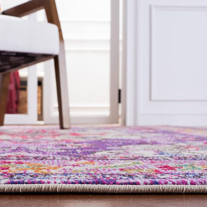 SAFAVIEH Monaco Collection Accent Rug - 3' x 5', Violet & Fuchsia, Medallion Distressed Design, Non-Shedding & Easy Care, Ideal for High Traffic Areas in Entryway, Living Room, Bedroom (MNC243P)