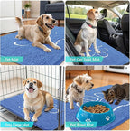 OLANLY Dog Door Mat for Muddy Paws 36x24, Paw Print Design, Absorbs Moisture and Dirt, Absorbent Non-Slip Washable Doormat, Quick Dry Chenille Mud Mat, Entry Indoor Entryway Carpet, Cornflower Blue