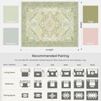 Kokia 8x10 Washable Sage Green Area Rugs with Vintage Orient Design Soft Rug for Living Room or Bedroom Non-Slip Low Pile Stain Resistance Features Distressed Medallion Pattern
