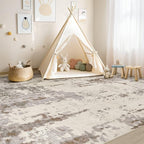 5x8 Area Rug Living Room Rugs - Washable Neutral Modern Abstract Soft Thin Rug Indoor Floor No Slip Rug Carpet for Bedroom Under Dining Table Home Office Decor - Brown/Grey/Beige