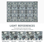 Washable 6×9 Area Rug for Living Room, Vintage Floral Rug Soft Non Slip Stain Resistant Boho Carpet for Indoor Bedroom Dinning Room Home Office Blue/Navy