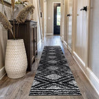 Rugshop Geometric Shag Runner Rug Anthracite Dark Gray and White 2' 3" x 12' Great for Long Hallways, Open Entryways, or Galley Kitchens