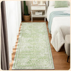 Istana Hallway Runner Rug 2.5x8 - Light Green Kitchen Rugs Non Slip Washable -Silk's Soft Touch Carpet Runner - Stylish Rugs for Home