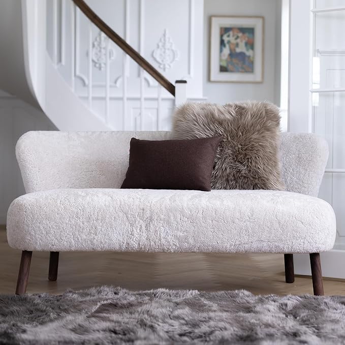 Real Sheepskin Rug 4x6 ft | Sheepskin Rugs for Living Room and Sofa | Bedside Rugs for Bedrooms | Large Fluffy Rug is Breathable & Heat-regulating in Color Dark Grey