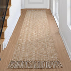 Collive Hallway Runner Rug, 2' x 6' Hand Woven Reversible Washable Entryway Rugs, Tan Cotton Modern Laundry Room Carpet Long Farmhouse Carpets for Bathroom Sink Foyer Bedroom