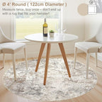 4ft Round Area Rug Living Room Rugs - 4x4 Washable Neutral Modern Abstract Soft Thin Rug Indoor Floor No Slip Rug Carpet for Bedroom Under Dining Table Home Office Decor - Brown Grey