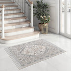 zesthome 2x3 Entryway Rug, Soft Washable Rugs, Non Slip Area Rug, Stain Resistant Low Pile Rugs for Bedroom, Vintage Rug for Door Mat, Kitchen (Beige,2'x3')