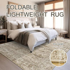 Area Rugs 4x6 for Living Room, Vintage Washable Rugs for Dining Room, Kitchen, Non-Slip Area Rug Brown