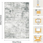 3x5 Machine Washable Area Rug for Entryway, Grey Modern Vintage Abstract Rug Non-Slip Low Pile Soft Faux Wool Small Carpet, Kids and Pets Friendly for Bedroom Kitchen Hallway Home Decor Rug