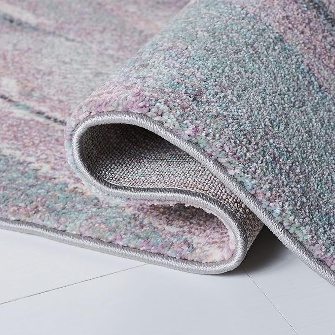 SAFAVIEH Glacier Collection 6'7" x 9' Pink / Blue GLA126U Modern Abstract Non-Shedding Living Room Bedroom Dining Home Office Area Rug