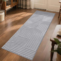 SHACOS Soft Cozy Fluffy Arch Pattern High Low Pile Runner Rugs 2'x6' Non Slip Washable Rug Runners Modern Geometric Arc Carpet for Bedroom Bathroom Hallway, Light Grey