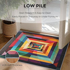 8x12 Colorful Geometry Rugs for Bedroom Decor, Washable Abstract Geometric Pattern Area Rug, Living Room Home Decoration, Non Slip Soft Thin, Abstract Art Decor Large Carpet PF-P 49