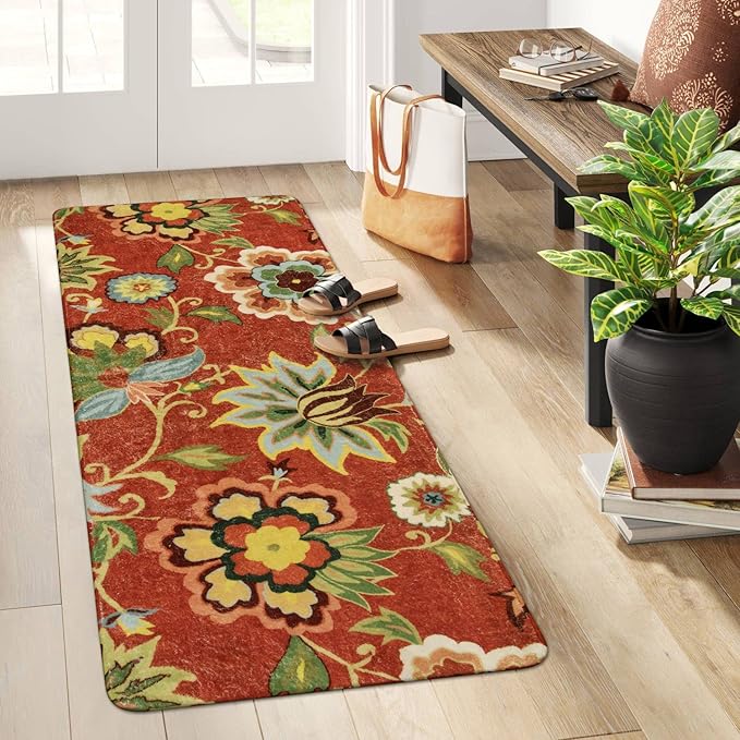 Lahome Floral Runner RugWashable Kitchen Hallway Runner Rug