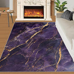 4x6 Abstract Marble Cafe Rug - Purple-Marble Rugs for Bedroom Aesthetic, Luxury Stone Pattern Soft Comfortable Non-Slip for Offie Bedroom Study Boy Girl Room Hotel Dorm