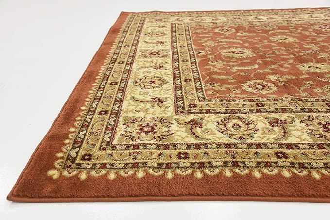Unique Loom Voyage Collection Traditional Oriental Classic Intricate Design Area Rug (6' 0 x 6' 0 Square, Terracotta/Ivory)
