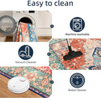 YJ.GWL Area Rugs for Living Room 6x9 Machine Washable Rugs, Non Slip Floral Vintage Rug Indoor Carpet, Stain Resistant Large Rug for Bedroom Dining Room, Red Blue Gradient Color