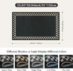 OJIA Easy Jute Outdoor Rug 3x5 Washable Rugs for Entryway, Checkered Border Black Front Door Rug Non-Slip Door Mats Indoor Outdoor Rugs Farmhouse 3x5 Area Rug for Porch Outside Patio Living Room