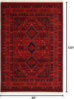 Unique Loom Tekke Collection Area Rug - Sheibani (7' 1" x 10' Rectangle, Red/ Black)