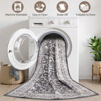 Black Rug Living Room Rugs: 10x14 Washable Boho Large Vintage Moody Soft Distressed Oriental Stain Resistant Non-Slip Indoor Floor Carpet for Bedroom Playroom Office Dining Room Retro Home House