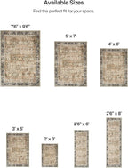 ReaLife Rugs Machine Washable Area Rug Runner - Living Room Bedroom Bathroom Kitchen Entryway - Padded Low Pile Stain Resistant Premium - Boho Farmhouse Vintage - BEV - Beige Tan Brown 2'6" x 6'