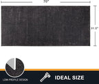 PURRUGS Dirt Trapping Door Mat 31.5" x 70", Non-Slip Machine Washable Entry Rug, Shoe Scraper, Dog Doormat, Super Absorbent Welcome Mat for Front & Back Door, Muddy Shoes & Paws, Charcoal