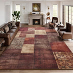 DweIke Large Modern Washable Area Rugs 8x10, Living Room Rug Non-Slip and Non-Shedding Large Rugs for Bedroom, Low Pile Indoor Rubber Backed Carpets for Dining Office Home Decor, Red