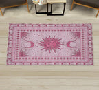 Ambesonne Sun and Moon Decorative Rug, Bohemian Artwork Design of Crescent Solar Ornament Esoteric Stars Ornaments, Quality Carpet for Bedroom Dorm and Living Room, 2' 2" x 3' 7", Pink